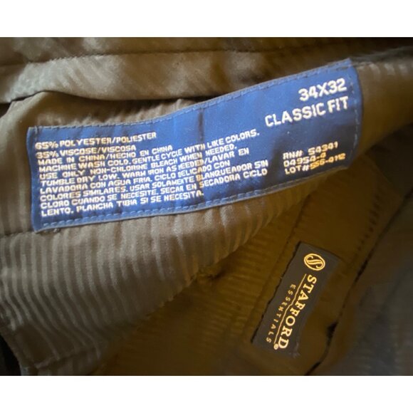 Stafford Essentials Mens Classic Fit Navy Blue Dress Pants 34x32 Polyester & Vis - Picture 3 of 3